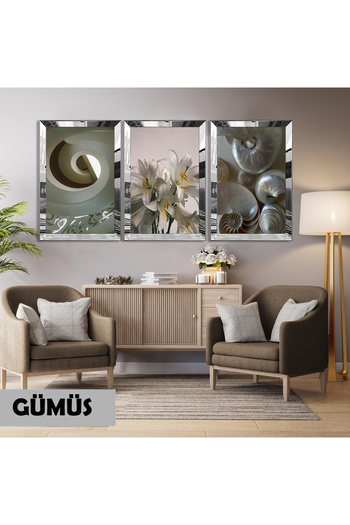 Harikabirev Amazing | Silver-White Lily Combination (Spiral) | Plexiglass Framed Mdf Plksmdf