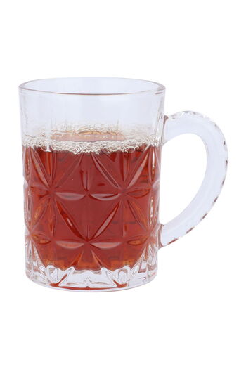 Alsaif Gallery Max Glass Saif Gallery Tea Cup Set, 6 Pieces, Glass Handle - Clear
