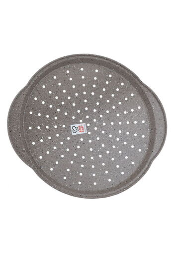 Alsaif Gallery Saif Gallery Granite Pizza Tray, 1.8 x 33 x 37 cm, Perforated, Round - Grey