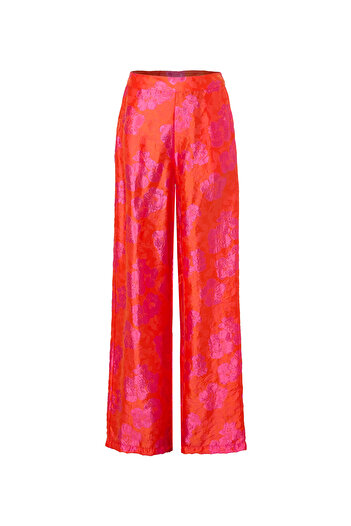 Eight Fashion Women's Multicolor Bright Floral Jacquard Floral Elastic Waist Relaxed Fit Palazzo Pants