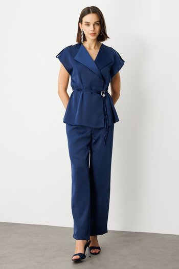 Ekol Single Pleat Wide Leg Trousers