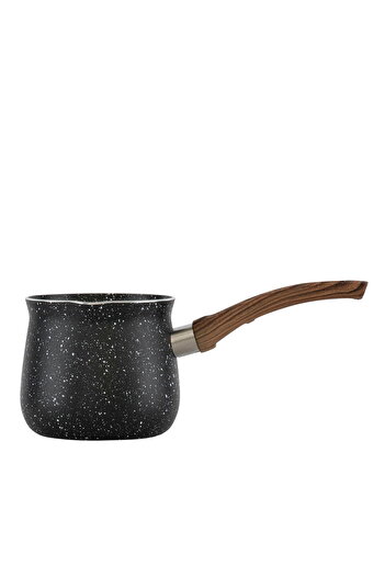 Alsaif Gallery Saif Gallery Granite Coffee Pot, Wooden Handle, 12.5 cm - Black