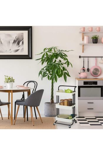 rexa 3 Tier Roller, with Handle, Metal and Plastic, Universal Trolley Kitchen, Bathroom, Office