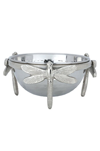 Alsaif Gallery Stainless Steel Bowl, 18.5×18.5×9 cm, Deep Circular, Butterfly Leg Base - Silver