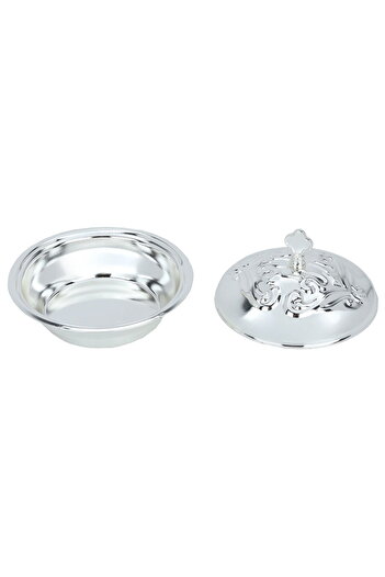 Alsaif Gallery Tamriyah Stainless Steel Alsaif Gallery, 11 cm, Round, Engraved with Lid - Silver