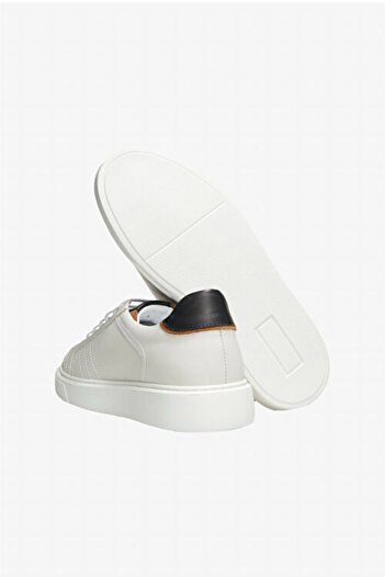 AC&Co / Altınyıldız Classics 100% Leather Comfortable Sole Flexible Sneaker Beige-White Shoes