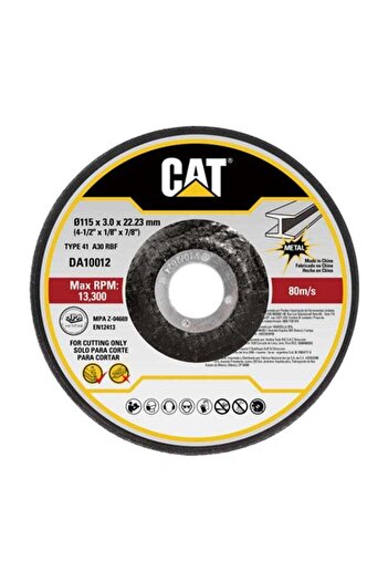 Caterpillar CAT DA10012 Abrasive Depressed Thick Metal Cutting Disc Ø115 4.5" x 3mm 10Pcs