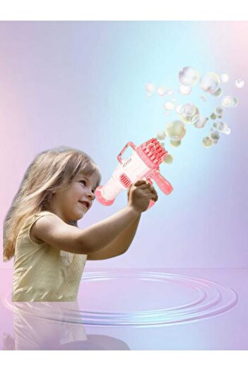 OEM Electric Soap Bubble Gun, 32 Holes, Automatic Function, Tray +Balloon Solution, Pink 3+