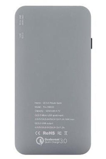 TELLUR Tellur TLL158131 external battery, 5000 mAh, 3.0A, 3 in 1 cable (Gray)
