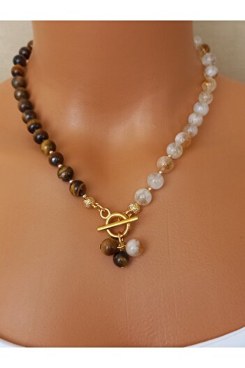 LemaStone Strength and Abundance ;Kloye, Bracelet, Earrings (Designed with Citrine and Tiger Eye Natural Stone.)