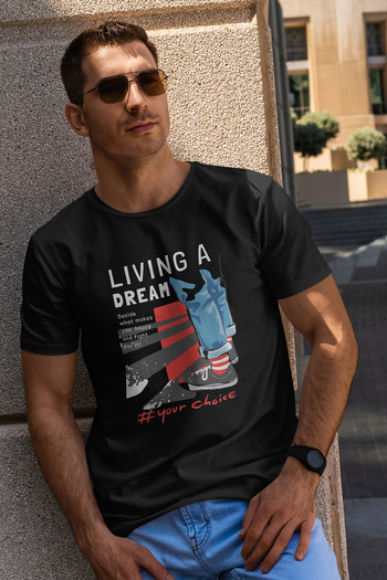 feinas Men's Tshirt - Living a Dream (1St Class Combed Cotton)