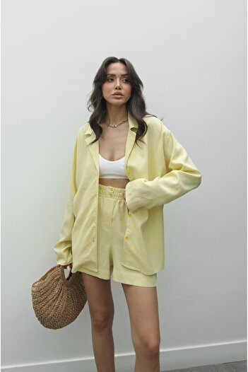 Havoş Yellow Fabian Shirt Shorts Set