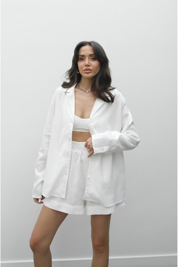 Havoş White Fabian Shirt Shorts Set