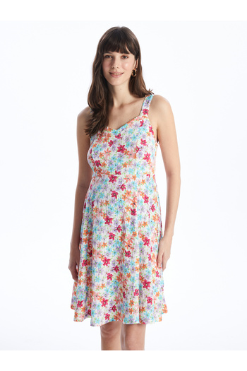 LC Waikiki Heart Neck Patterned Maternity Dress