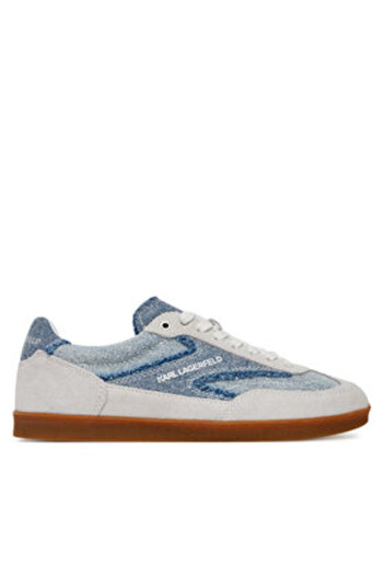 Karl Lagerfeld Teniși de damă albi KARL LAGERFELD-KL63854 7TB OFF WHT SUEDE & TXT W/BLUE