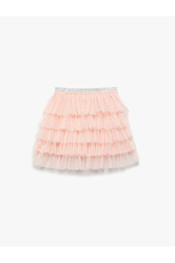 Koton Lined Shiny Elastic Mini Tutu Skirt with Layered Tulle Detail