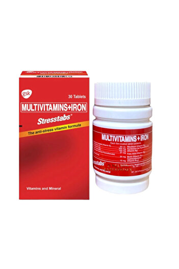 GSK Stresstabs - Multivitamins Iron Anti Stress Vitamin Formula 30 Tablets By Top Choice