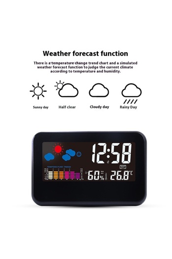 COOYA Digital Alarm Clock Voice Control Weather Temperature Calendar Black with USB Cable