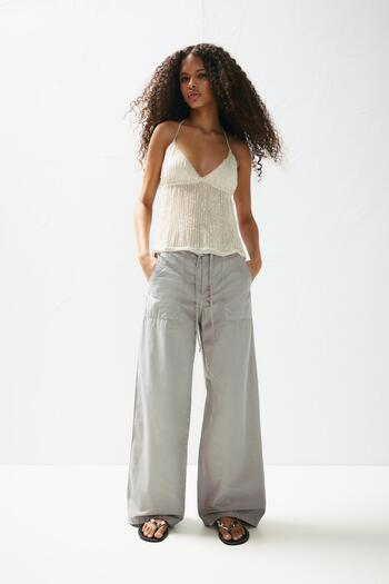 Pull & Bear Poplin baggy trousers