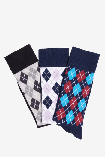 AC&Co / Altınyıldız Classics Men&#39;s Navy Blue-gray Cotton Patterned 3-Piece Socks