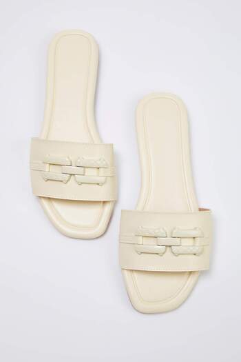 TRENDYOL SHOES Yellow Chain Detailed Women's Slippers Takss25Te00063