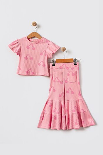Magu Cotton Cherry Print T-Shirt Girl's Spanish Leg Set