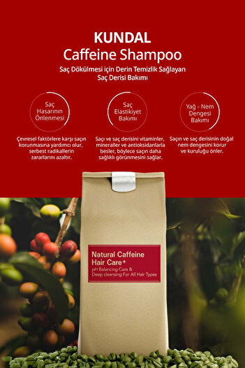 Kundal Kafein Içeren Dökülme Karşıtı Bakım Şampuanı Caffeine Scalp Shampoo 500ml (CHERRY BLOSSOM)