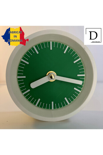 OEM Decorative clock "Kaleia", 11 cm, green, 3D printed from PLA (Bioplastic)