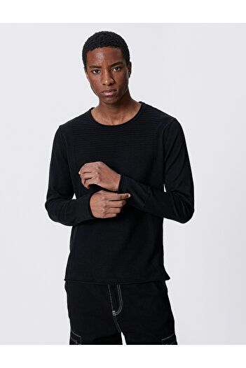 Koton Tricotaj de bază Pulover Texturat Gât rotund Slim Fit