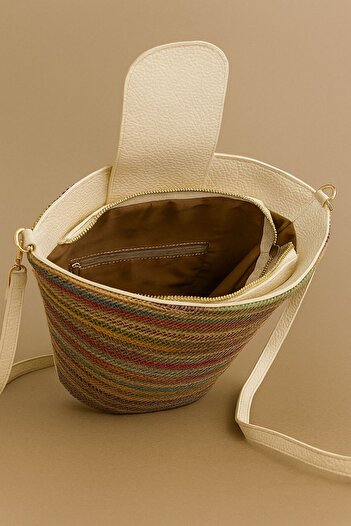 Timeless Colorful Straw Patterned Shoulder & Crossbody Bag – Cream Cover