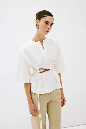 VATKALI A-Line Blouse with Belt
