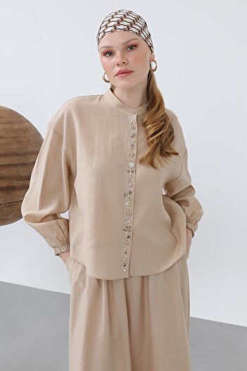 Puane Pat Part Seashell Embroidered Baby Collar Skirt Suit