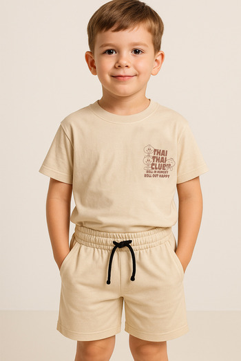e-çocuk Boy's Thai Printed Shorts Combed Cotton Suit