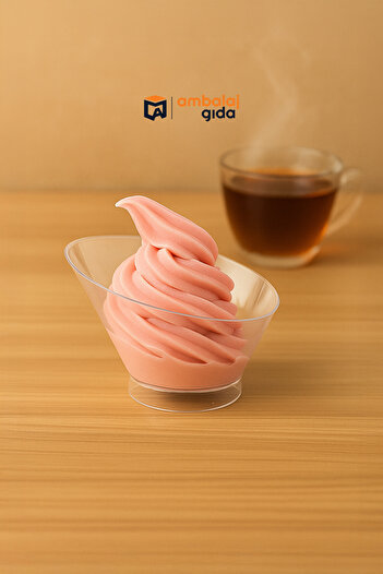 RUBİKAP Asymmetric Sweet and Presentation Bowl Cover 250 Ml. (15 Pcs) Sweet Magnolia Profiterol Tiramisu