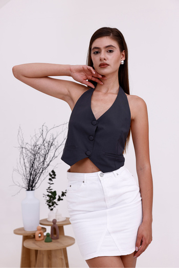 LA PANTE Halter Neck Backless Buckle Vest