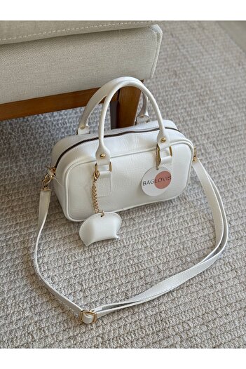 BAGLOVİS Mini Wallet Detail Hand and Crossbody Useable White Women's Shoulder Bag En23 Boy13