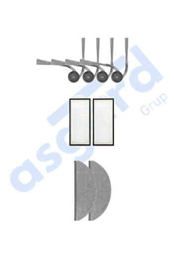 Asgard Grup Roborock S8 Pro-S8 Pro+-Q8+-Q8 Max Pro+ Compatible 4 Side Brushes 2 Filters 2 Mops