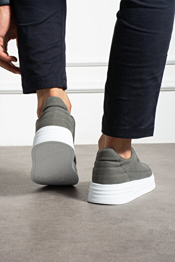 MCLACOS Gri Erkek Sneaker Günlük Spor Ayakkabı Yüksek Taban - Rahat Tasarım Q7