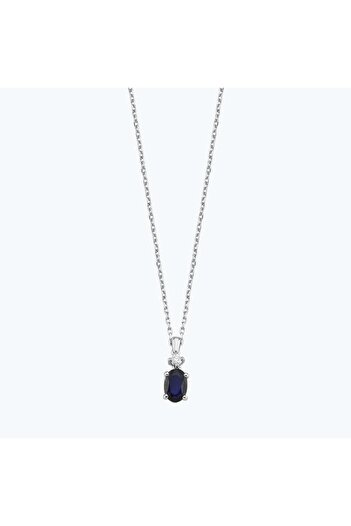 Altınbaş Pırlanta Safir Oval Kolye