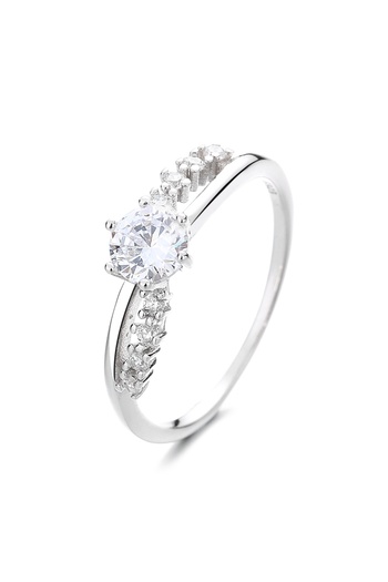 delis Inel Argint 925, Jw1338, Model Elegant Cu Piatra, Placat Cu Rodiu