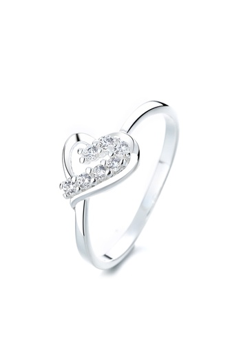 delis Inel Argint 925, Jw1384, Model Inima, Placat Cu Rodiu