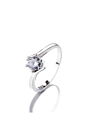 delis Inel Argint 925, Jw1390, Model Elegant Cu Piatra, Placat Cu Rodiu
