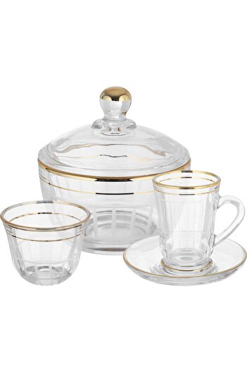Alsaif Gallery Saif Gallery Glass Tea and Coffee Serving Set, 26 Pieces - Clear