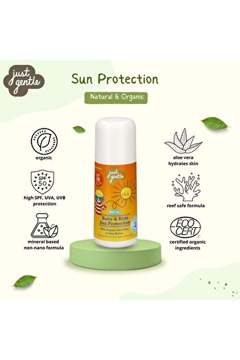just gentle Baby & Kids Sun Protection SPF 50 PA++ - Broad Spectrum UVA/UVB, Water-Resistant