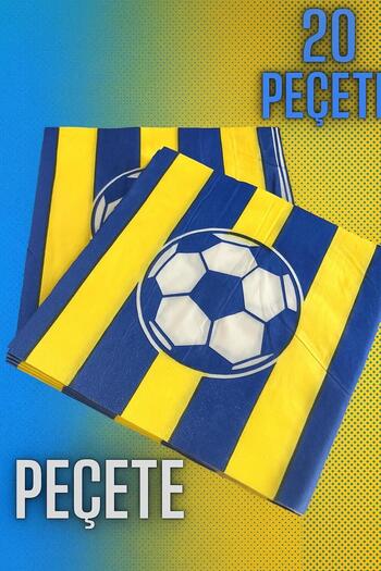 partyrüyası Yellow Navy Blue Fan Paper Napkins 20 Pieces