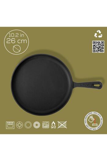 Lava Döküm Yuvarlak Pizza Krep Pankek Tavası Döküm Demir Yekpare Saplı Çap(Ø)26cm.