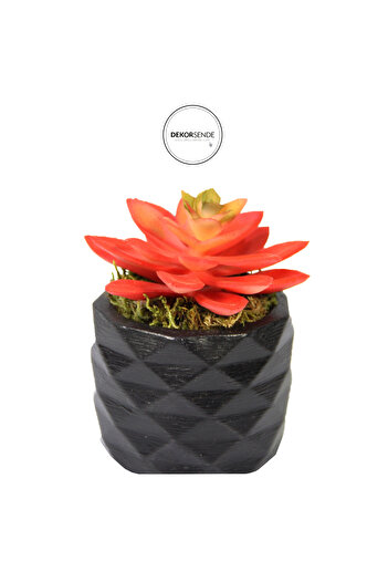 Dekorsende Artificial Mini Echeveria Succulent Red 8 cm Pot