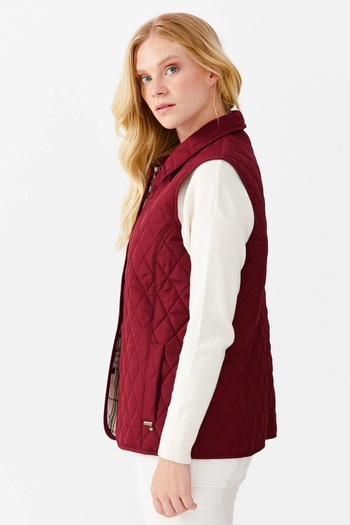 Desen Triko Women's Quilted Vest Claret Red