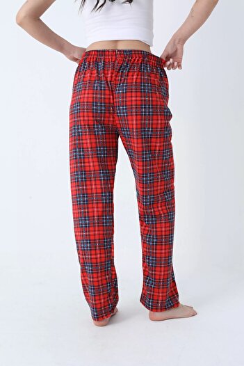 Erdenay Tekstil Plaid Patterned Elastic Waist Unisex Pajama Bottoms