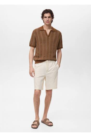 MANGO Man Openwork knit polo shirt with knitwear